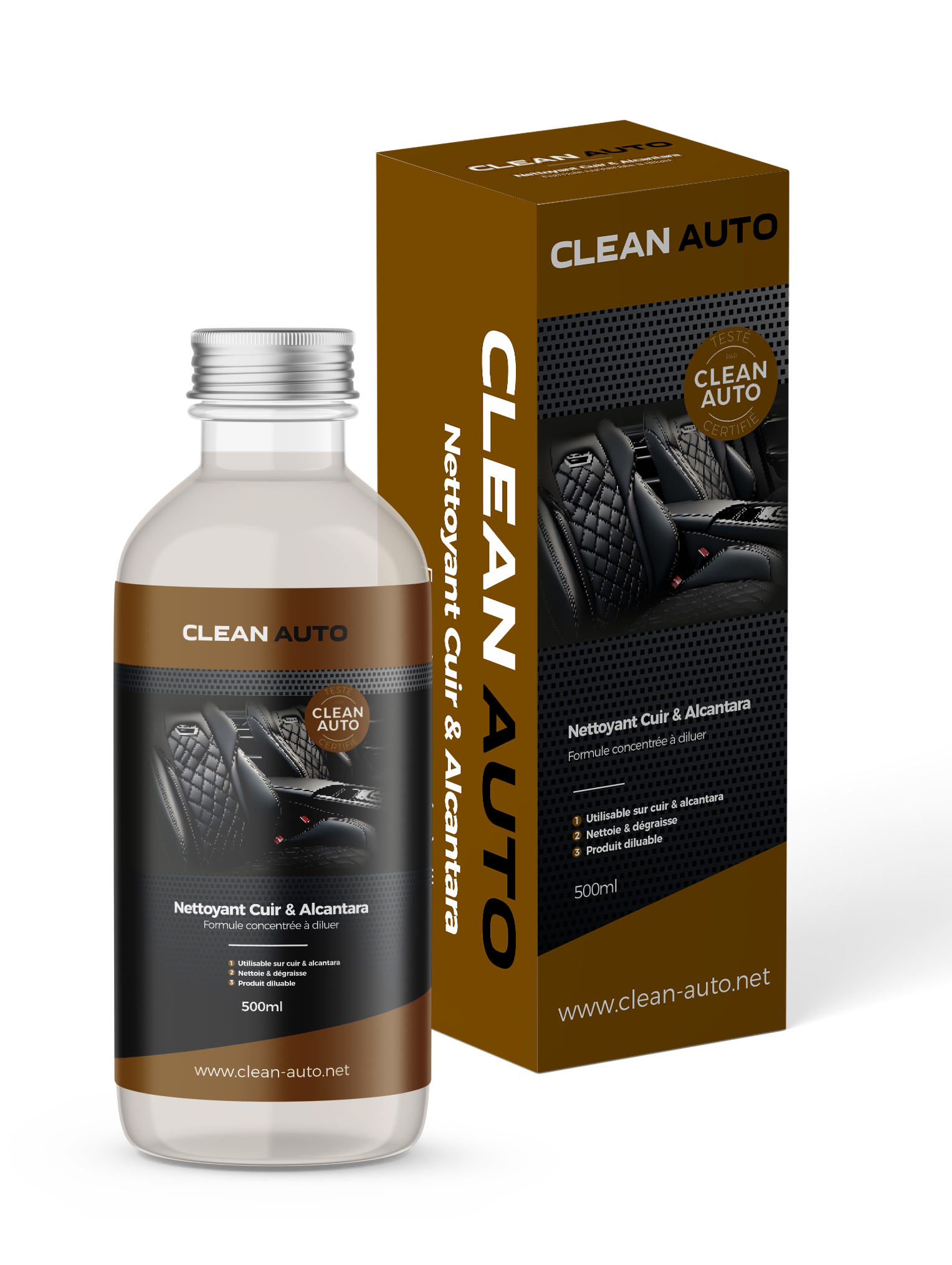Leder- und Alcantara-Reinigerkonzentrat – Clean Auto – DETAILLIERUNG 500 ml – 1 l – wirksam – Verdünnung 5 %